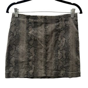 Olive Green Snake Print Skirt